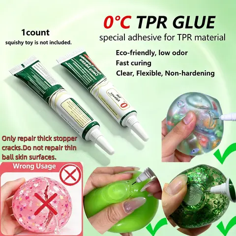20ml Special TPR Repair Glue, 0℃ Non-Hardening Transparent Flexible Low Odor Adhesive, Syringe Type Fast Cure Waterproof Sealant, DIY Repair For TPR Soft Toys & Stress Balls, Toys Not Included, Keep Away From Children