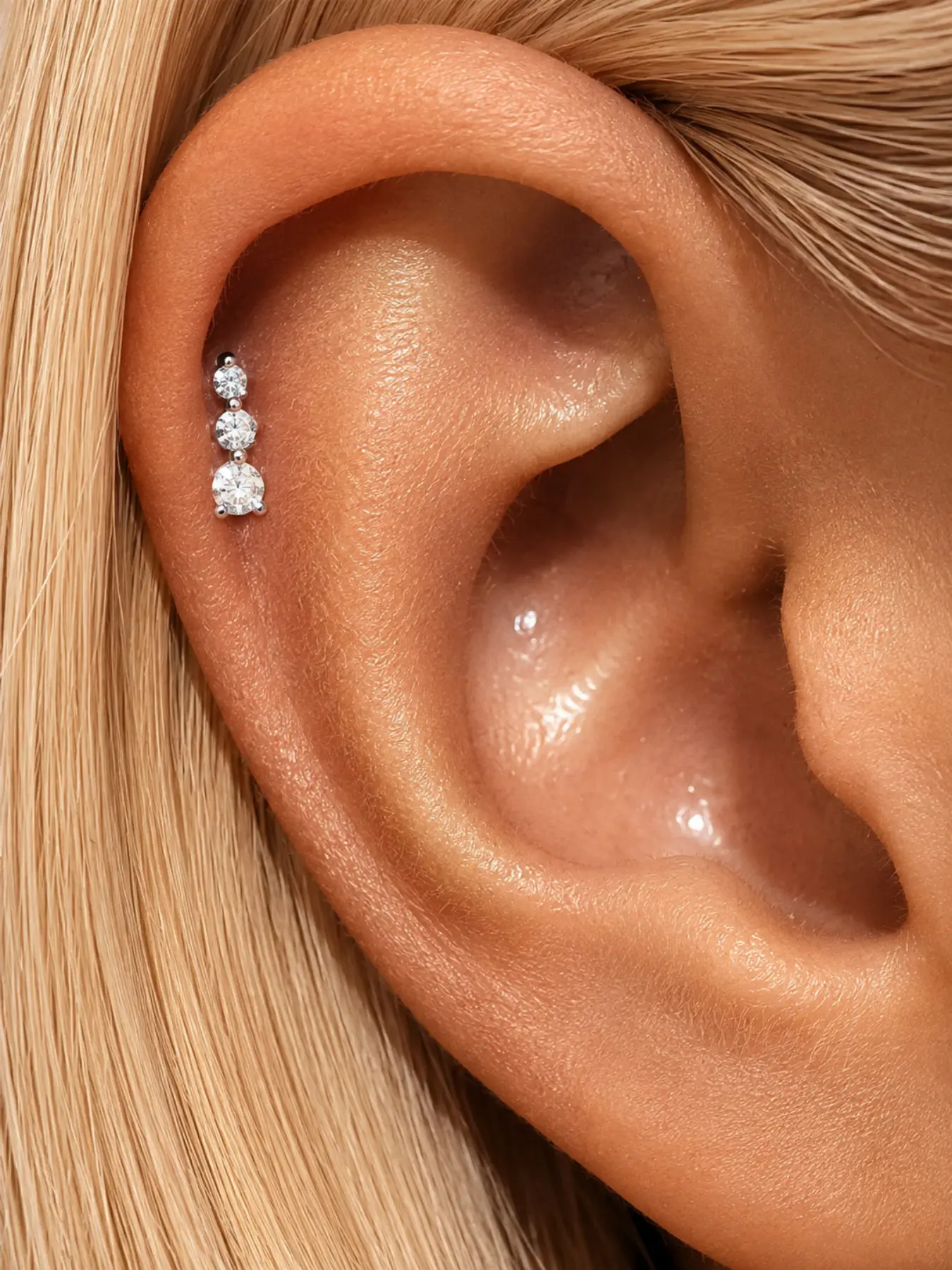 S925 Silver Moissanite Ear Cuffs, Hypoallergenic Threaded Stud Earrings, Elegant Daily Wear Jewelry, Perfect for Parties & Weddings
