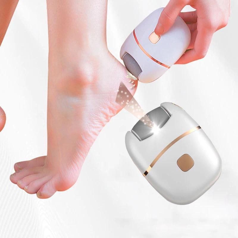 Electric Foot Grinder with 2 Grinding Heads - Rechargeable Callus Remover for Thick Hard Skin, Adjustable Thickness Polishing Foot Care Tool