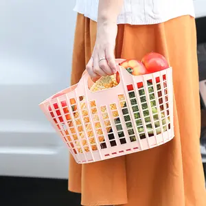 Foldable Storage Basket, Handheld Fruit and Vegetable Basket, Suitable for Home Bathroom and Laundry, Multi-Functional Organizer