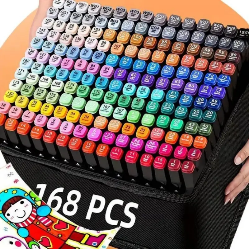 168 Dual-Ended Art Markers and Drawing Pens, Ideal for Calligraphy, Comics, Sketching, Coloring Books, Perfect for Artists, Office, Classroom, Gifts, Drawing Tools