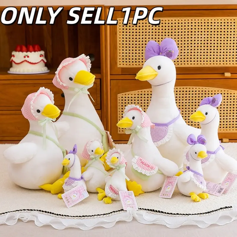 1pc Cute Sitting Duck Plush Toy with Bib and Backpack, Adorable Little Duck Doll, Soft Comfort Stuffed Toy for Kids, Heartwarming Birthday Gift for Boys and Girls