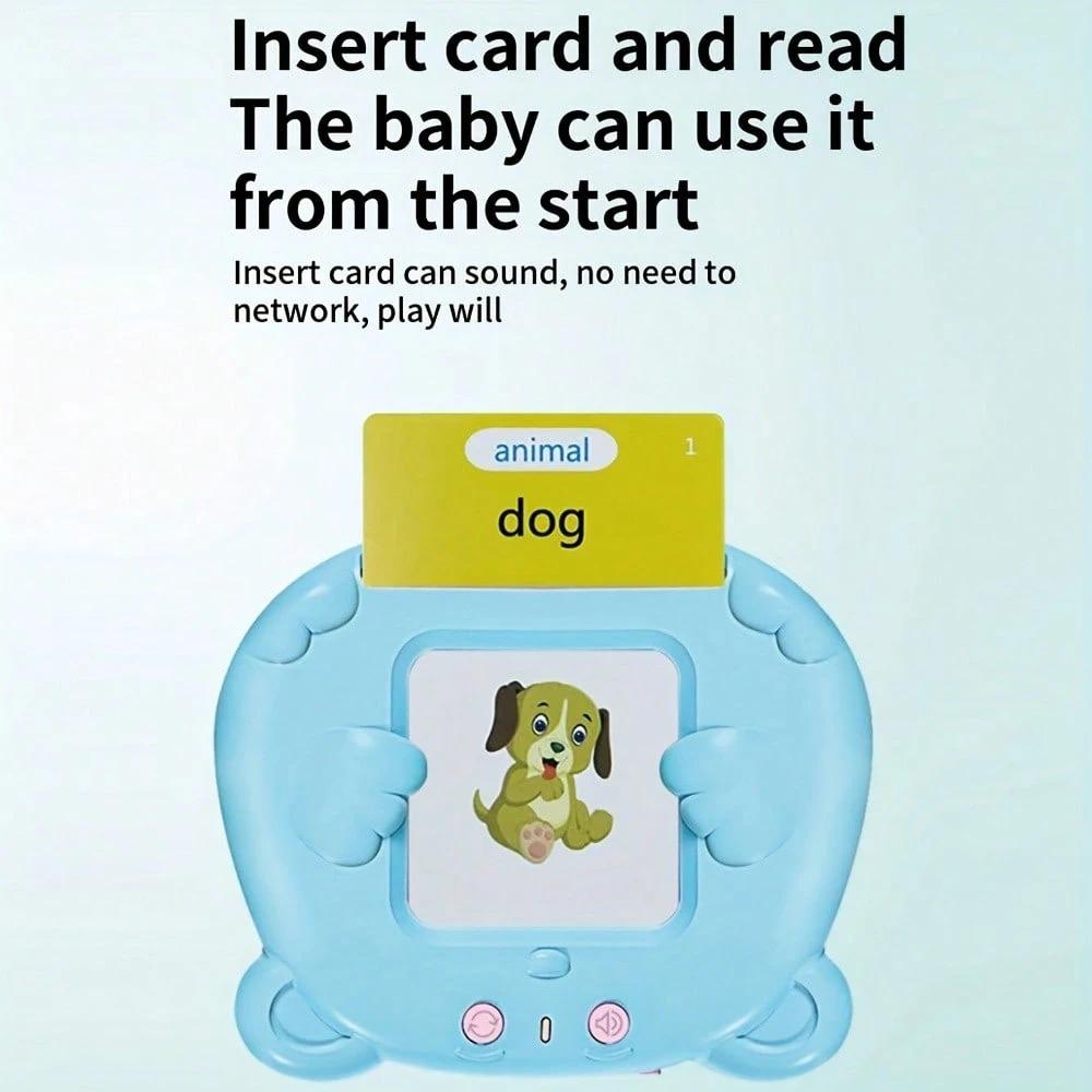 224/510 Words Youngsters Talking Flash Card Reader 112/225 Double-Sided Cards Blue & Pink Rechargeable Educational Interactive Toy Learning Flash Card Machine Gift For Holiday Season Birthday Easter Batteries Included USB Power