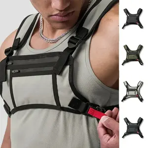 Men Neoprene Tactical Vest Bag Multi-Pocket Chest Rig Backpack Wear Resistant Outdoor Hiking Gym Running Chest Pack Streetwear