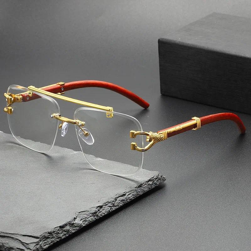 Fashion Rimless Luxury Brand Pilot Sunglasses Men Square Driving Eyewear Women Outdoor Driving Eyeglasses Sun Sunglasses