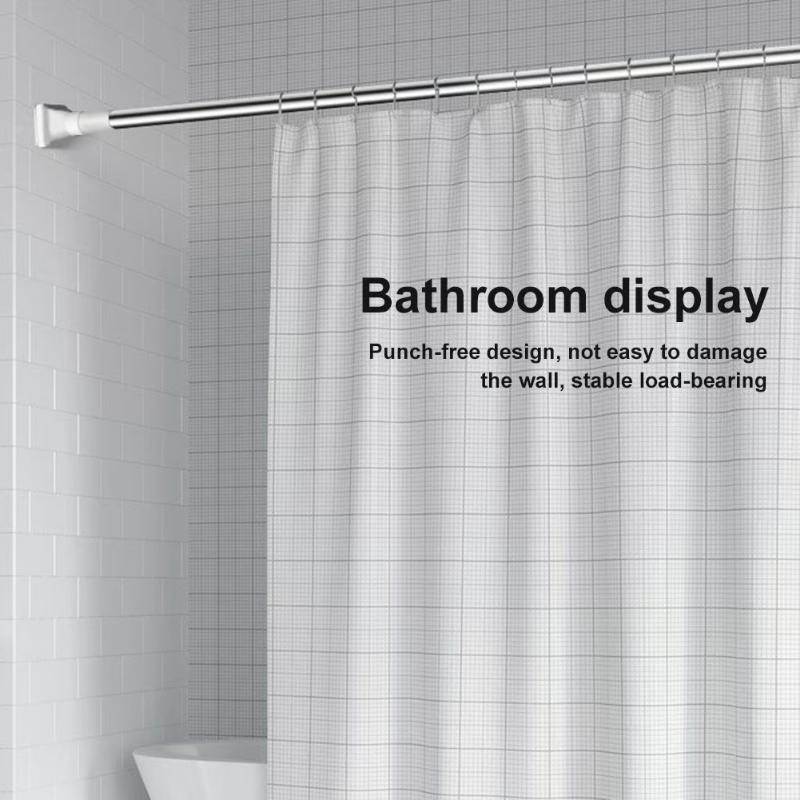 Drill-Free Adjustable Rod White Shower Curtain Rod Adjustable Stainless Steel Tension Telescopic Rod Retractable Hanger Rod