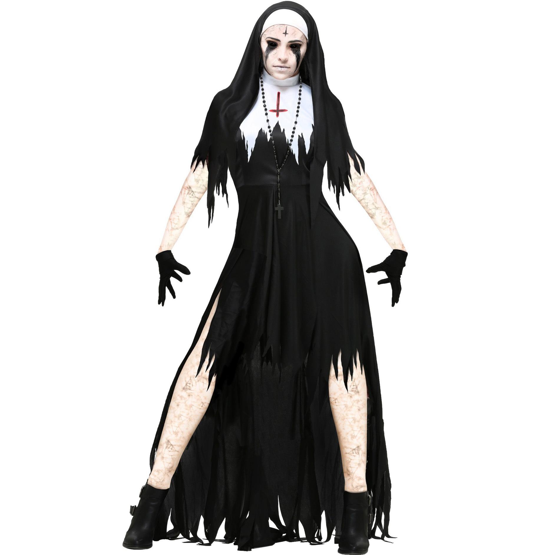 S To XXXL European American Halloween Zombie Nun Cosplay Vampire Demon Outfit