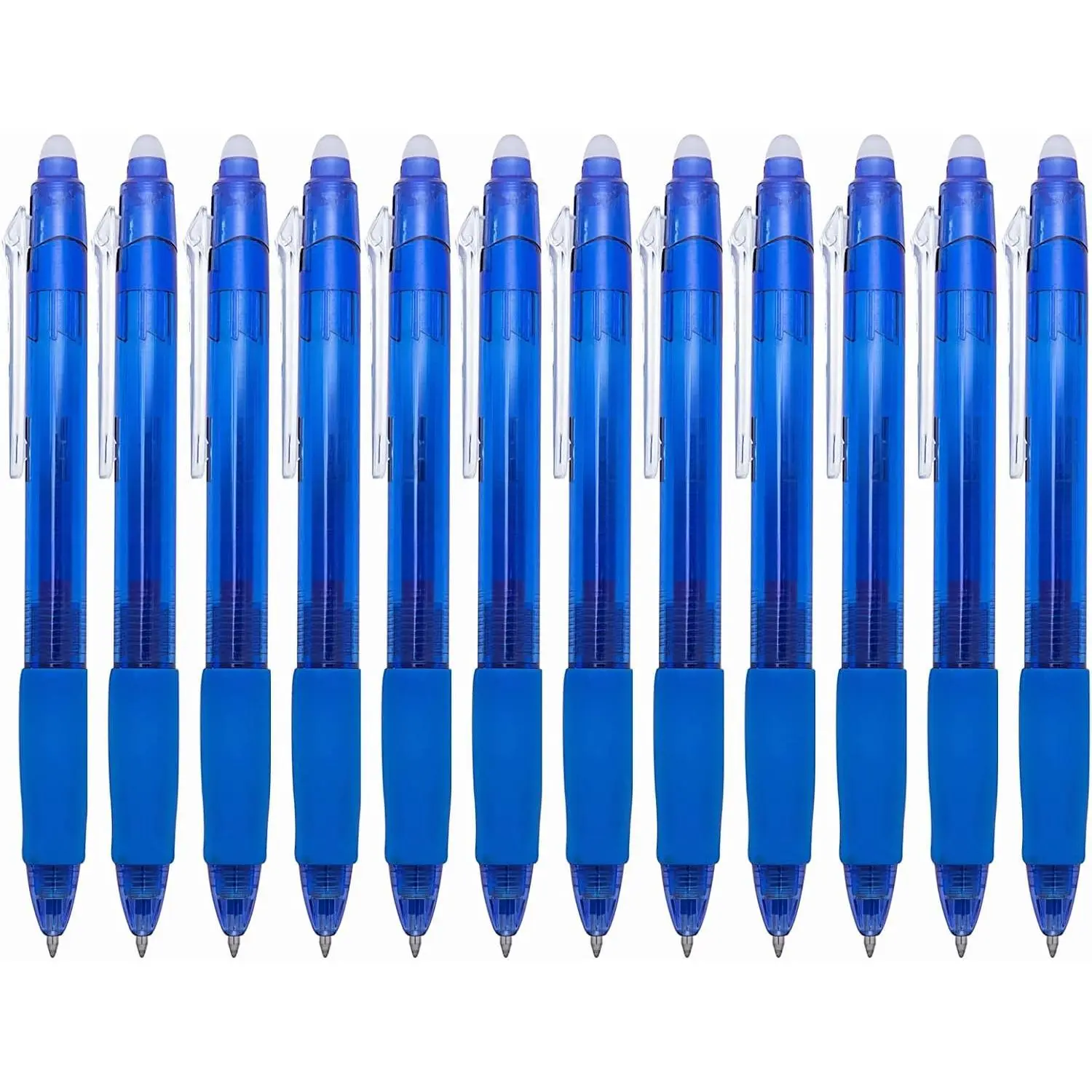 Christmas Clicker Erasable Gel Pens Blue Ink – 12 Pack, Retractable Erasable Gel Ink Pen Set, Smooth Writing Heat Erase Gel Pens, Holiday  for  & Adults,  Stocking Stuffers
