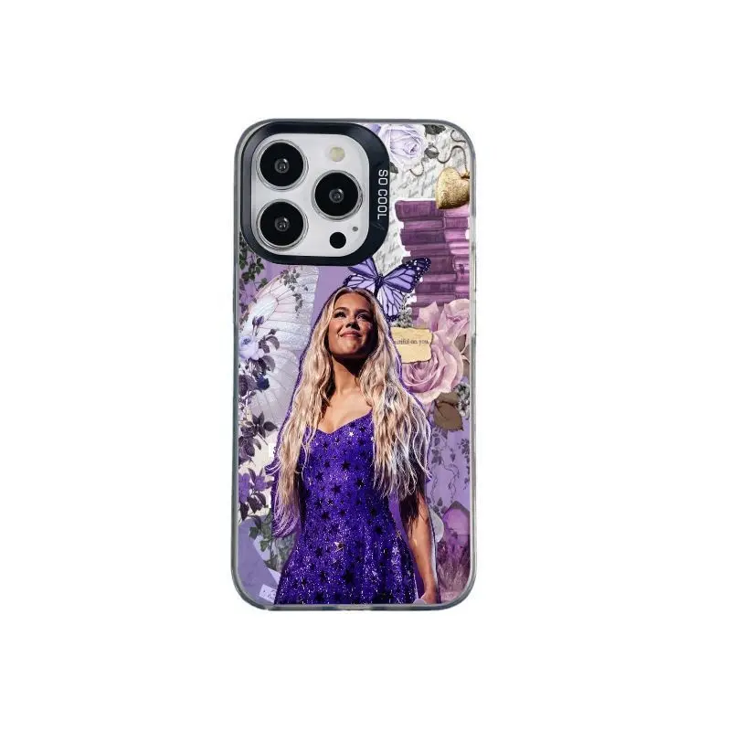 Western Female Singer Freya Collage Design Iridescent Silver Phone Case (Matte Finish) – Compatible with iPhone 17/16/15/14/13/12 – Perfect Gift Choice
