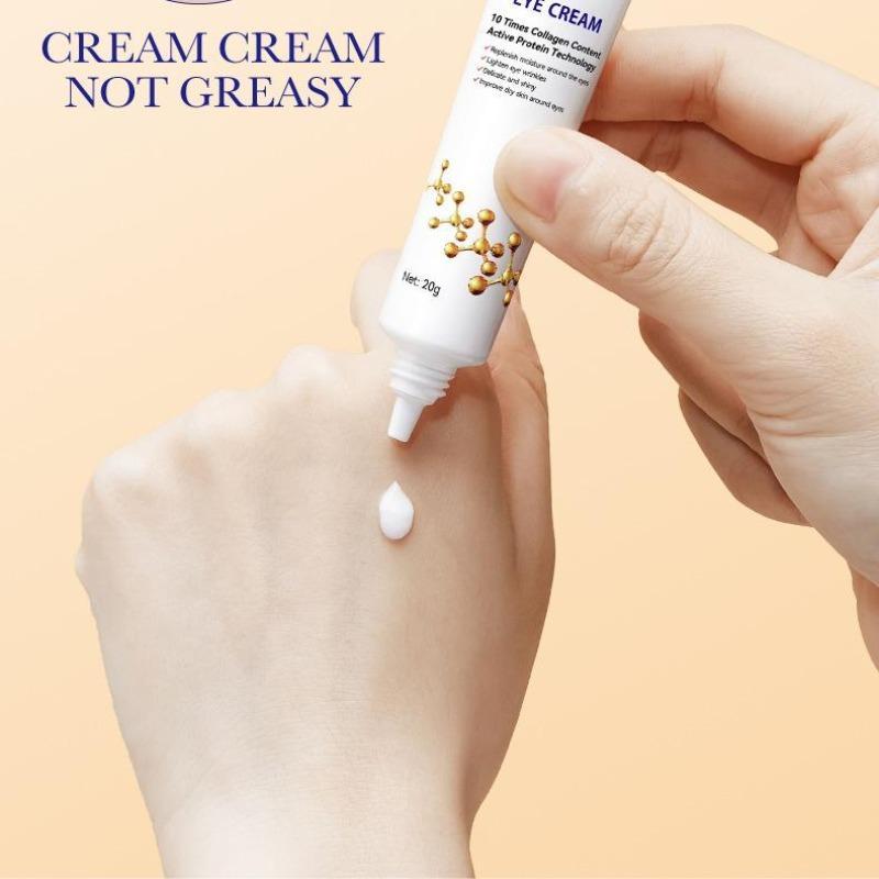 Collagen Eye Cream for Dark Circles and Puffiness, Brightening De-Puffing Eye Care for Tired Eyes and Daily Use, Under Eye Brightener