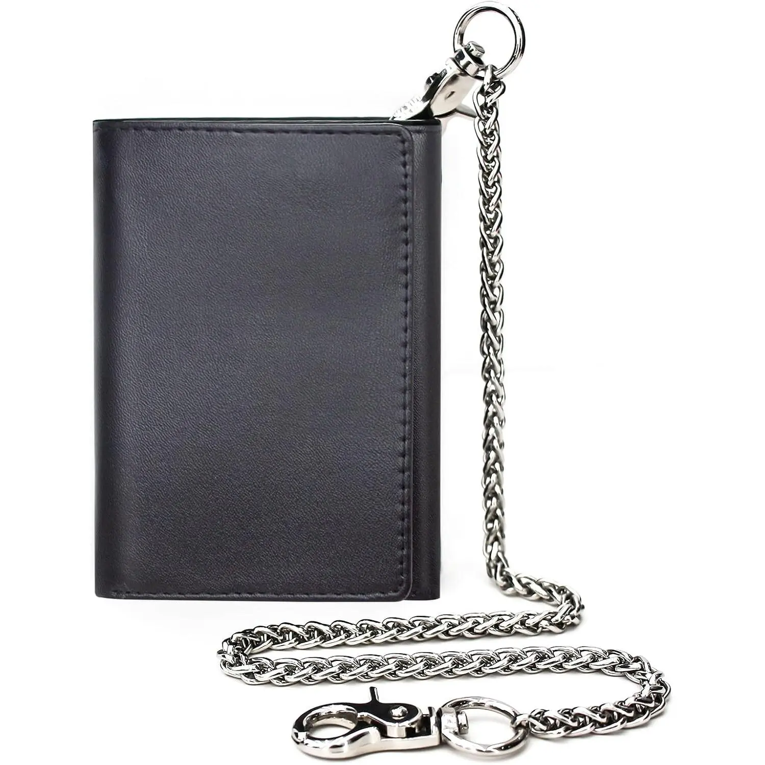 Bifold Chain Wallet for Men RFID Blocking | Heavy Duty Steel Anti- Chain & 2 Zipper  Purse.  for Bikers, Daily Commute,  for Dad/Husband