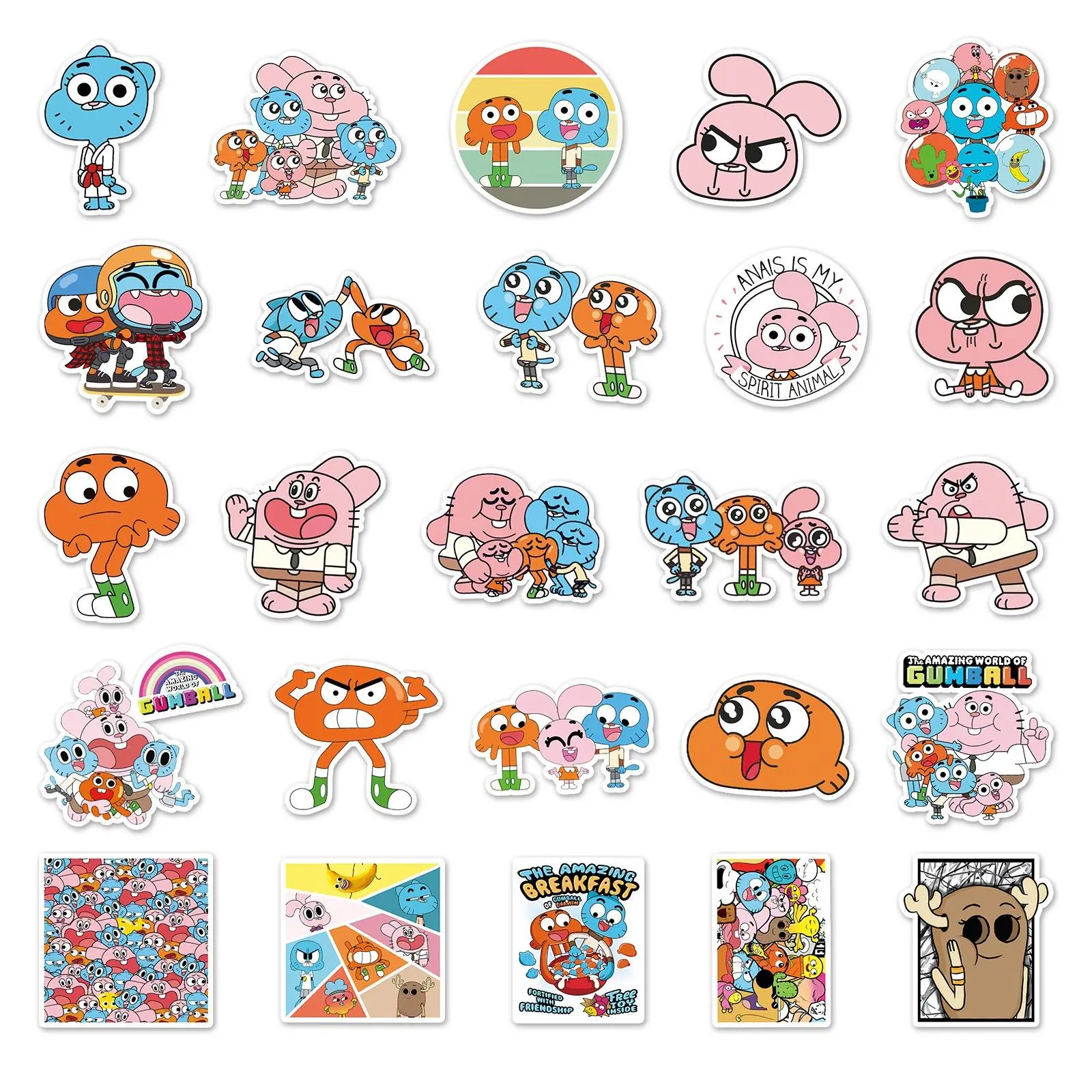 50Pcs The Amazing World of Gumball Stickers Darwin Gumball DIY Sticker Scrapbooking Phone Luggage Skateboard Waterproof Decals