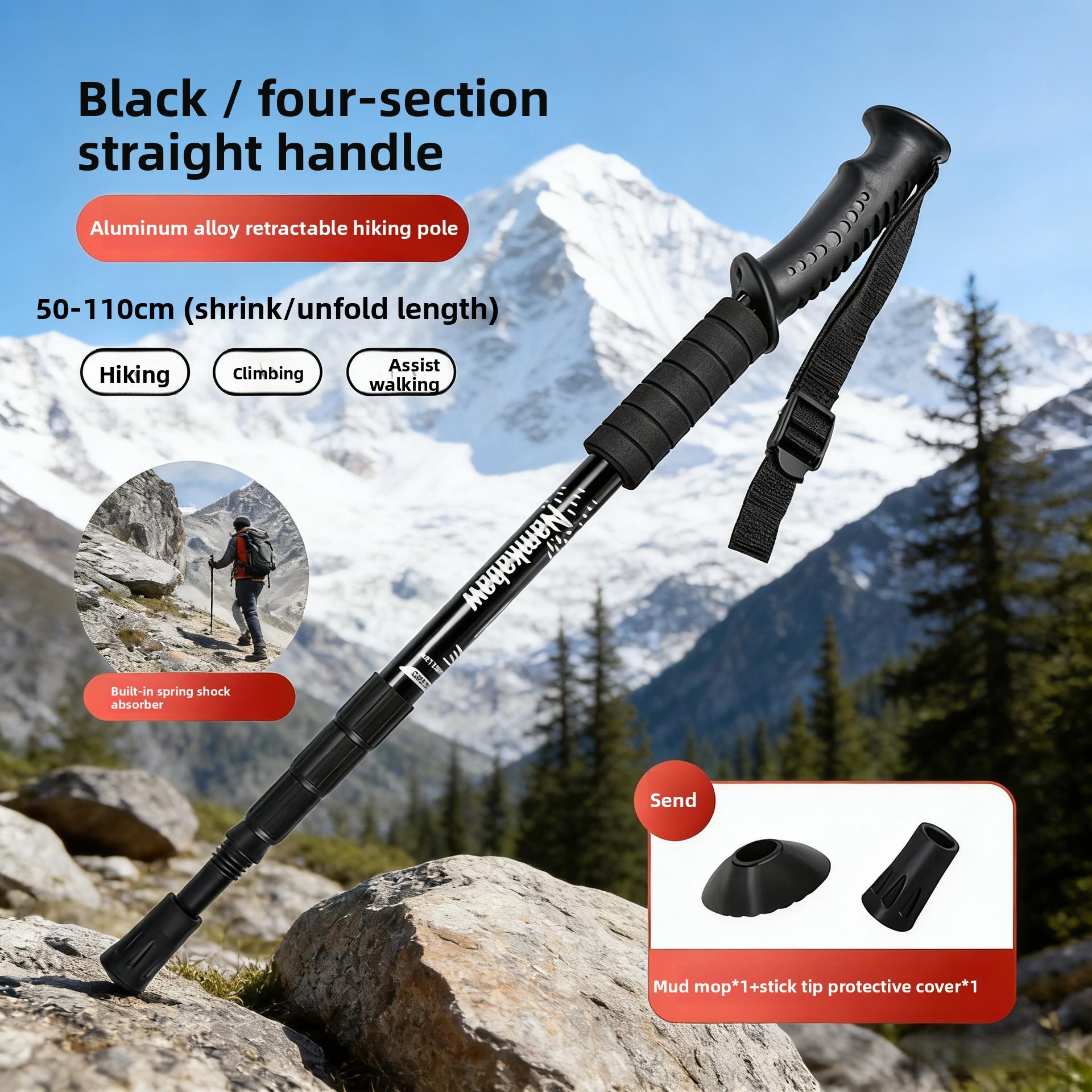 Hiking Cane Telescopic Rod Outdoor Cane Hiking Unisex Professional Anti-skid Mountaineering Cane Aluminum Alloy crutches Camping Cube Tent Conversion Kit Automatic Quick-Open Double-Layer
