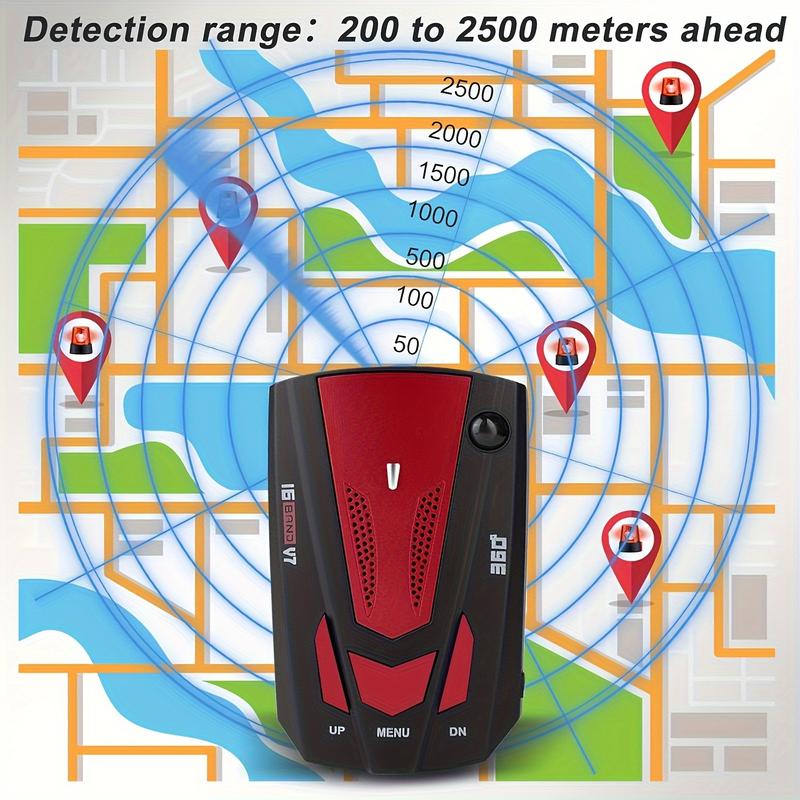 16 Band Premium Car GPS Detector - 360 °     Anti-GPS Camera Laser Radar Detector with Voice Alert, Real-Time Threat Alerts and Enhanced Safety Features, Car Accessories to Ensure Driving Safety