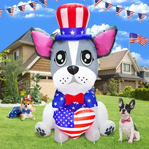 5FT Tall 4th of July Inflatable Puppy Bulldog with Heart American Flag Built-in 2 Bright Led Lights for Blow Up Patriotic Inflatables Outdoor Decorationsfidget toys