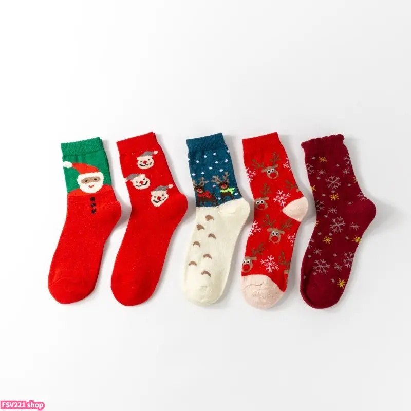 5 Pairs Women's Nordic Socks, Thick Warm Synthetic Wool Blend, Mid-Calf Thermal Crew, Cozy Christmas Gift, Five Pairs