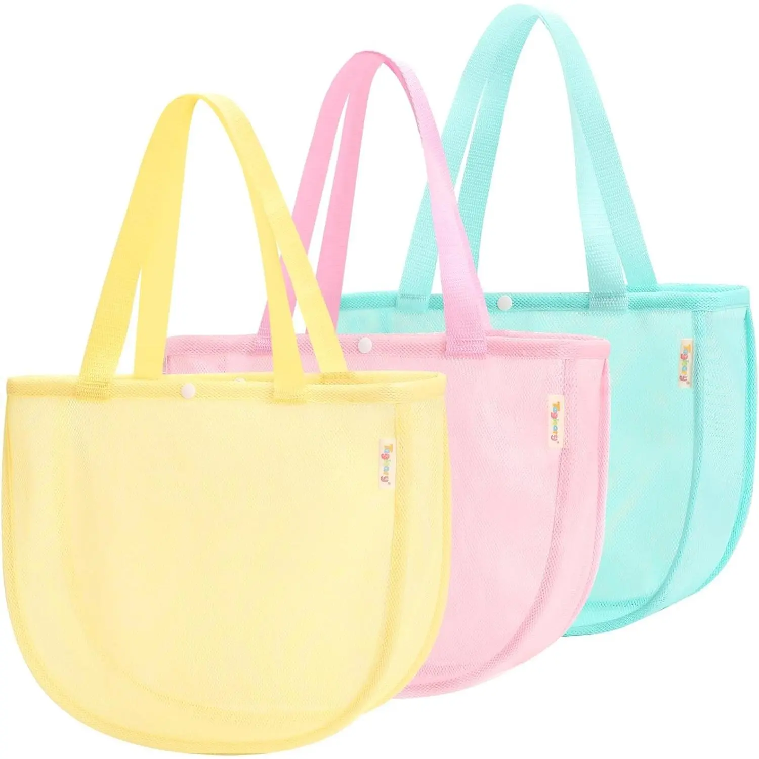 Mesh Beach Shell Bags for Kids - Sand Toys Treasure Bag Set of 3