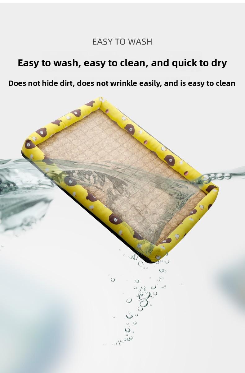 SoPets Cooling Pet Bed Mat for Summer Breathable Hemp Dog Bed with Non Slip Bottom Square Dog Crate Pad for All Seasons Indoor Outdoor Use