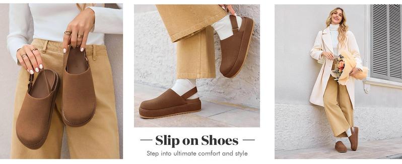 【New】Imily Bela Women's Platform Clogs Adjustable Strap Slip on Mules Shoes Comfortable Fall Sandals