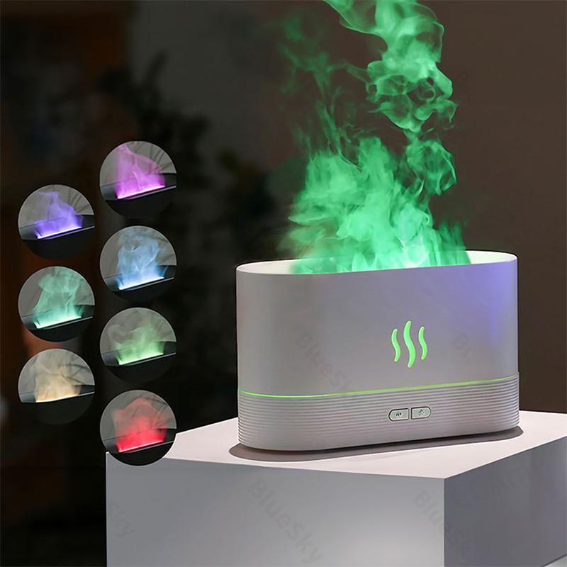 Portable Simulated Flame Air Aroma Diffuser, 7-Color Flame Noiseless Essential Oil Diffuser with Auto-Off Protection, Aromatherapy for Home, USB-Powered Desktop Room Humidifier and Fragrance Machine Portable Simulated Flame Air Aroma Diffuser, 7-Color Flame Noiseless Essential Oil Diffuser with Auto-Off Protection, Aromatherapy for Home, USB-Powered Desktop Room Humidifier and Fragrance Machine