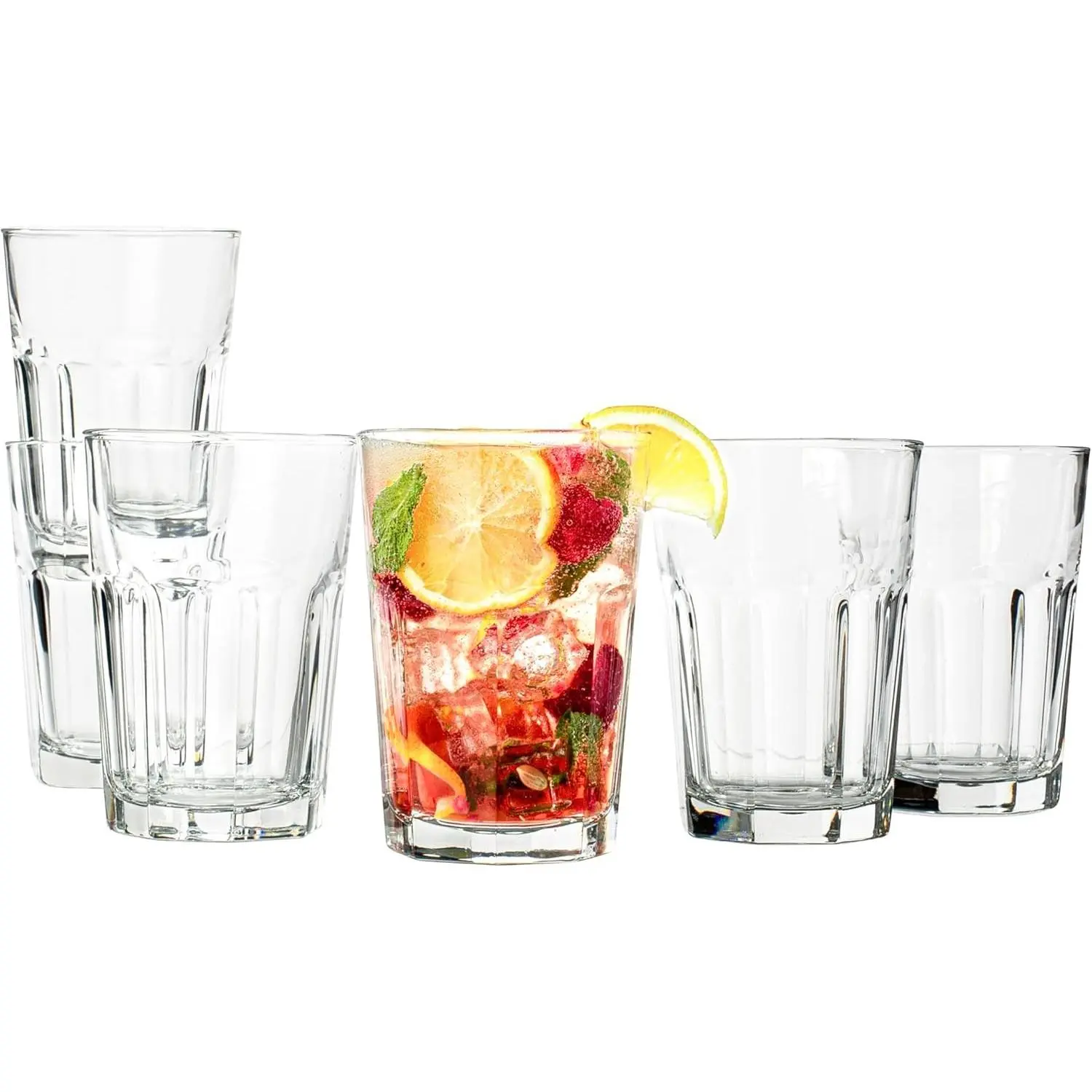 Drinking Glasses, 11.5 Ounce Glass Cups, Durable Glasses Drinking Set of 6, Stackable Water Glasses, Highball Glasses, Heavy Base Tumblers & Water Glasses, Dishwasher Safe Cups for Kitchen