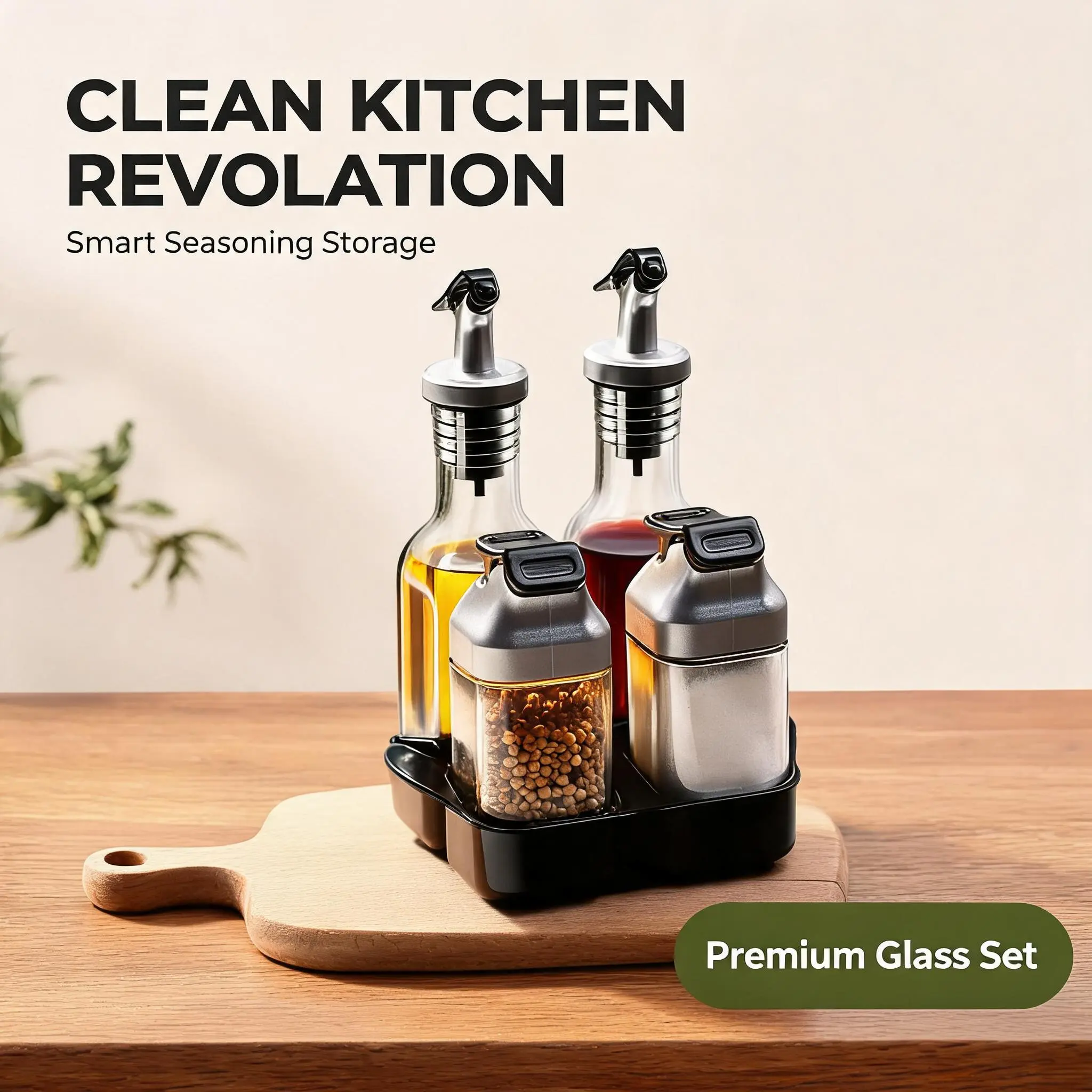 Kitchenware Glass Creative Solid-Liquid Seasoning Box Condiment Bottle Set