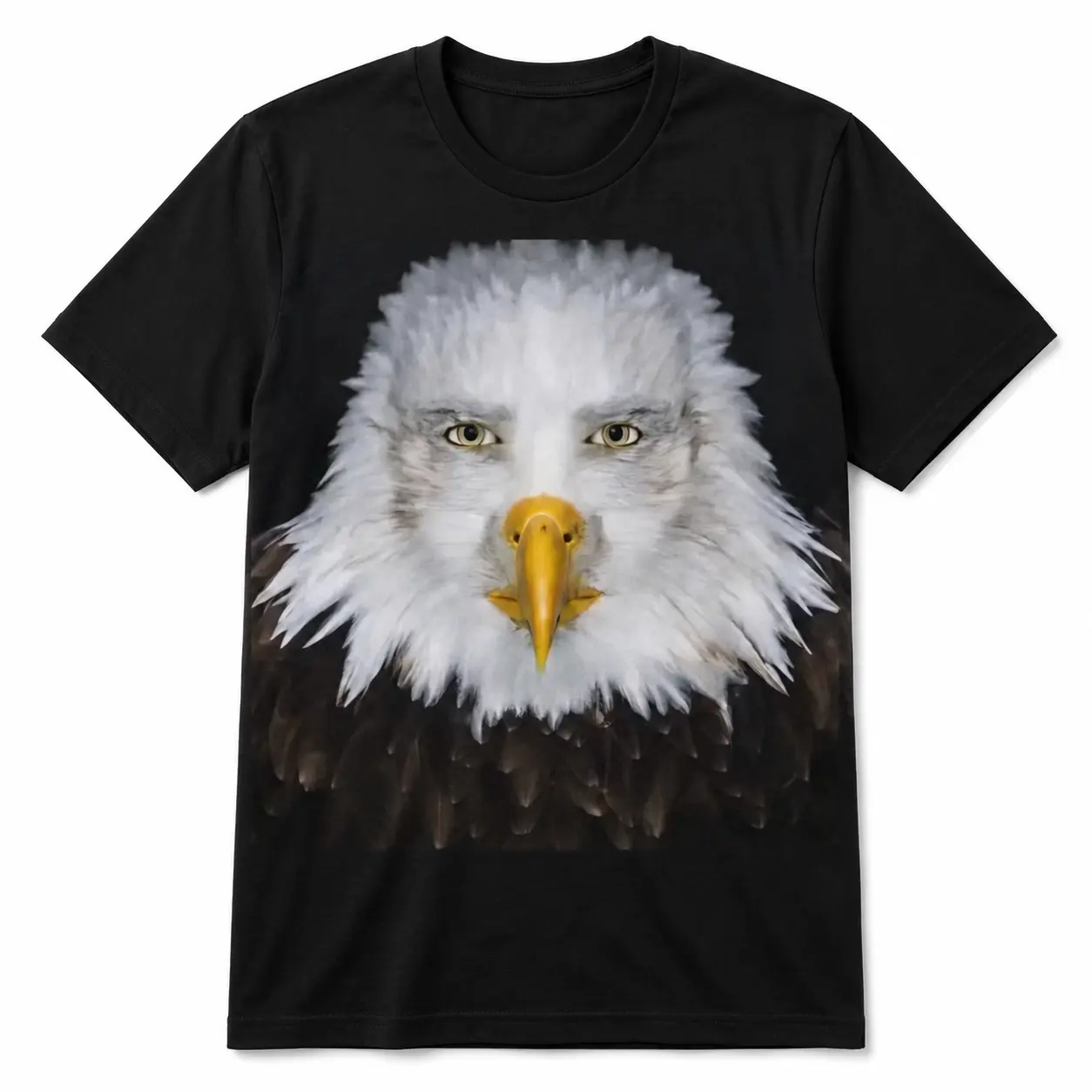 Funny Bald Eagle Human Face Meme Graphic T-Shirt, Cursed Eagle Stare Joke Unisex Cotton Tee, Weirdcore Sarcastic Animal Streetwear Top