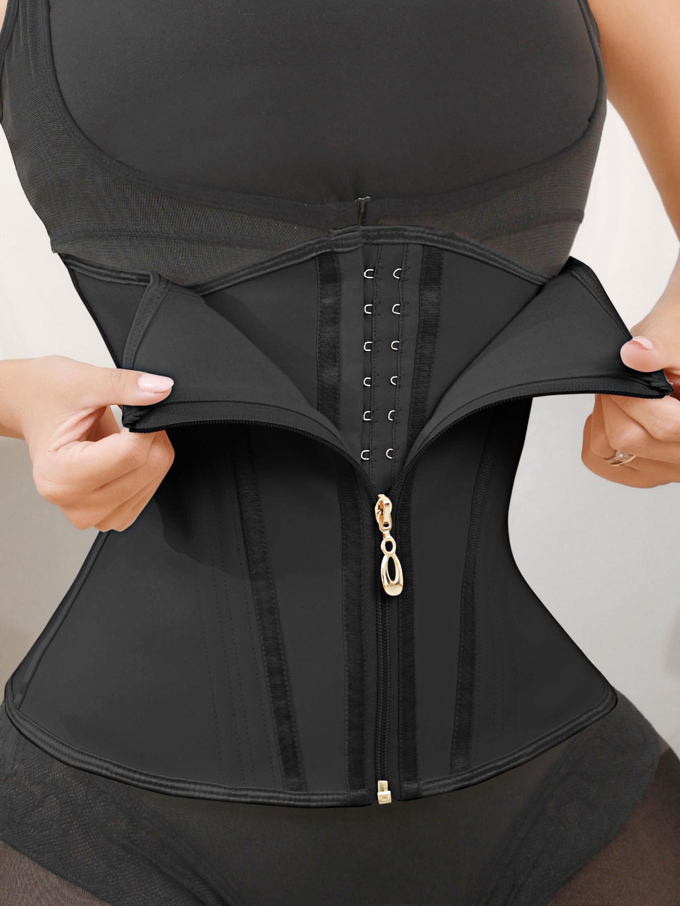 Women's Solid Zipper Front Waist Trainer, High Stretch Tummy Control Shaper, Tummy Tuck Shaper for Postpartum Recovery, High Waisted Shapewear, High Compression Shapewear, Women's Shapewear for Daily Wear, High Waist Shaping, Shapewear Body Sculpting