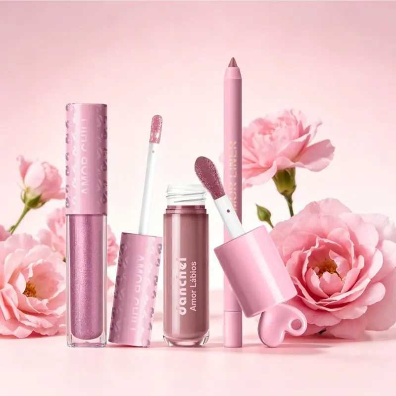3Pcs – Lip Gloss, Shimmer Lip Tint & Lip Liner Set, Long Lasting Glossy Plumping Lip Makeup Gift Kit, Lip Gloss and Tinted Lip Balm for Women