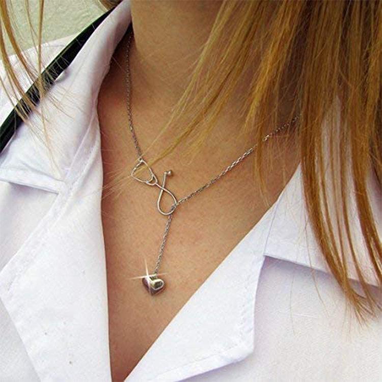 New AliExpress Nurse's Day Creative Love Stethoscope Necklace Doctor Jewelry Direct Supply