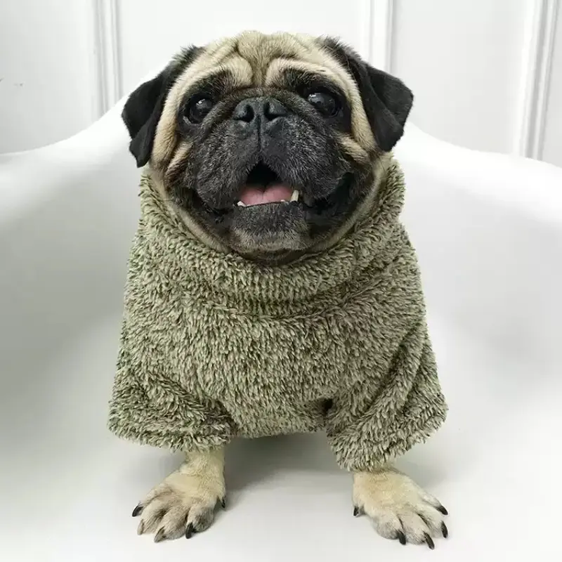 Koogal Dog Winter Warm Sleepwear, High Neck Fleece Pet Coat, Medium Size, Suitable for Small and Large Dogs, Outdoor and Home Use