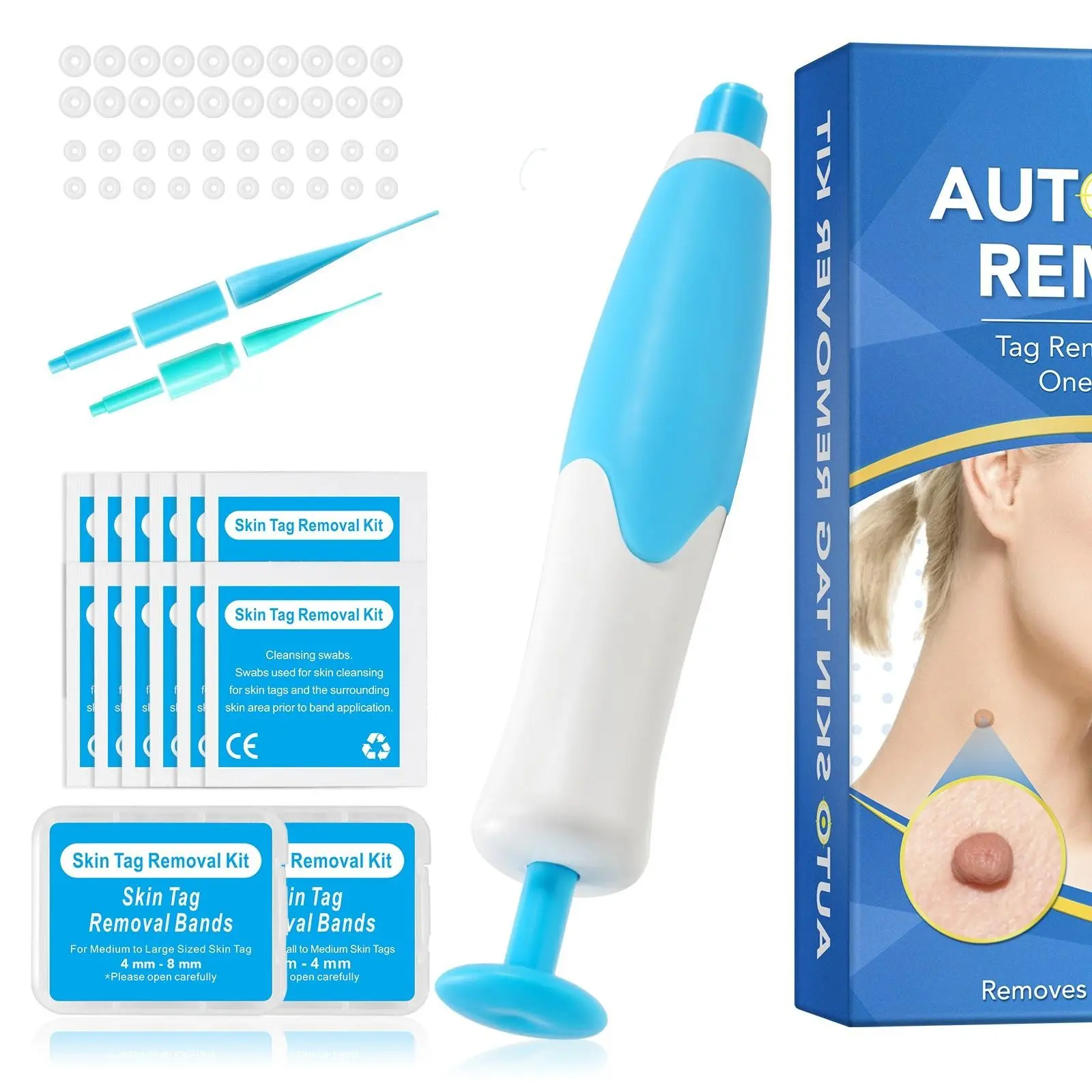 Sefudun Blue Dual-Ended Skincare Pen Set, Facial Care Instrument, Home Facial Neck Hand Foot Exfoliation Tool, Beauty Care Kit for Skin Refinement