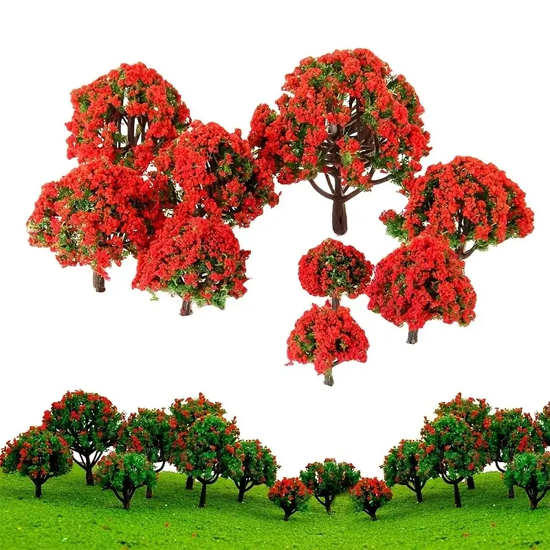 15/25 Flowering Train Tree Models, No Base Design for Ho/n/z Scale, Professional Train Layout Accessories, Railway Landscape, 3D Model Props