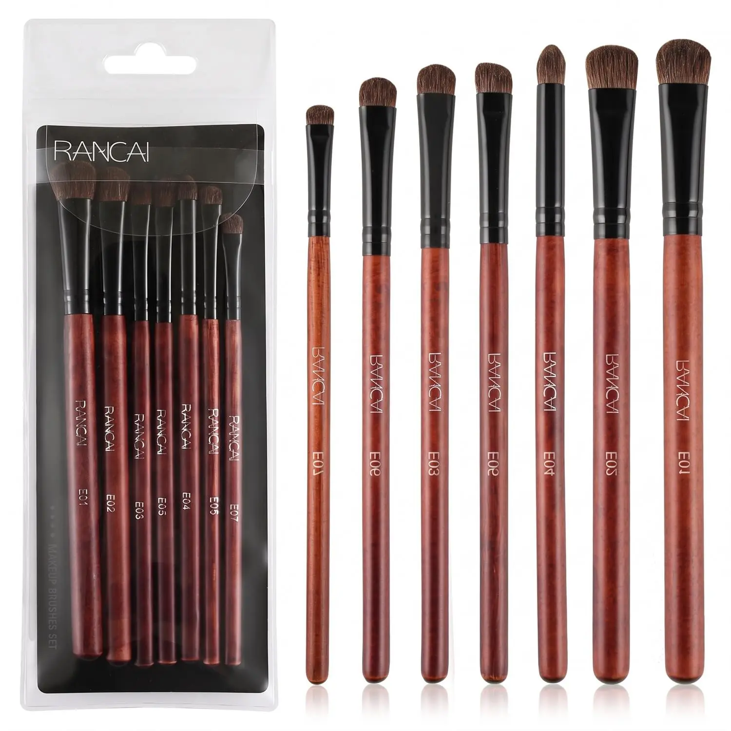 7-Piece Horsehair Eye Makeup Brush Set, Includes Eyeshadow, Blush, Liner, Brow Brushes, Soft Bristles, Gentle on Sensitive Skin, Travel Friendly
