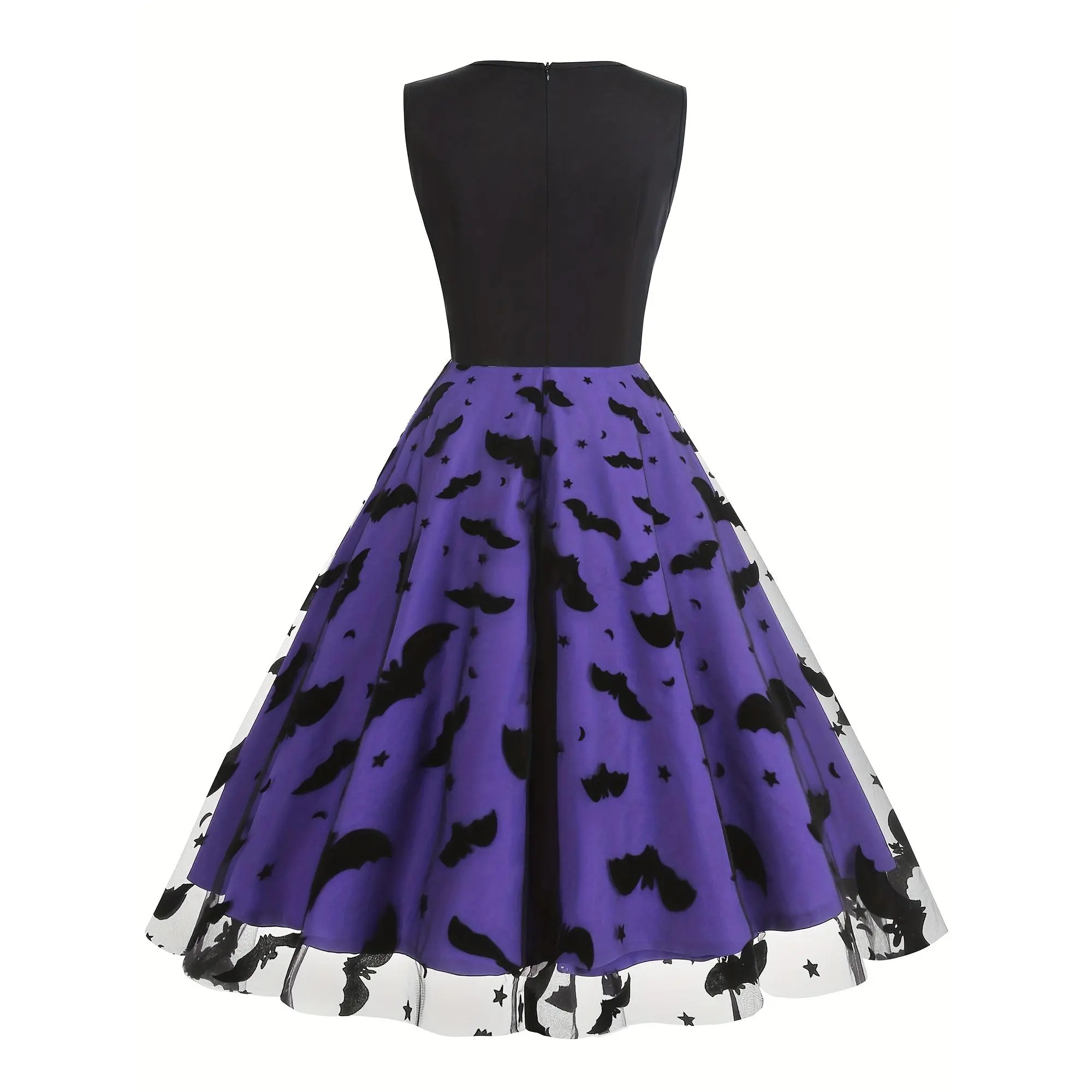 [Valentine's Day Christmas] Women's Vintage Mesh Patchwork Fitted Retro Valentine's Day Bat Christmas Costume Dress