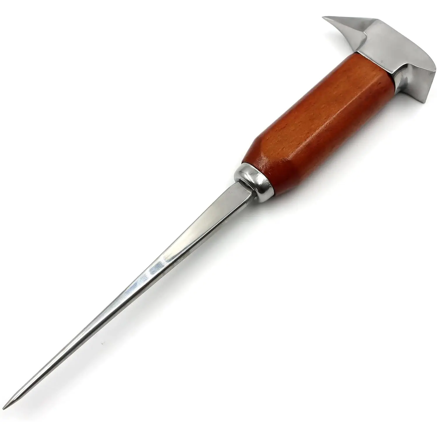 Stainless steel ice pick, ice pick for breaking ice, ice pick with wooden handle, suitable for kitchens, bars, bartenders, and is the best ice carving tool (long version)