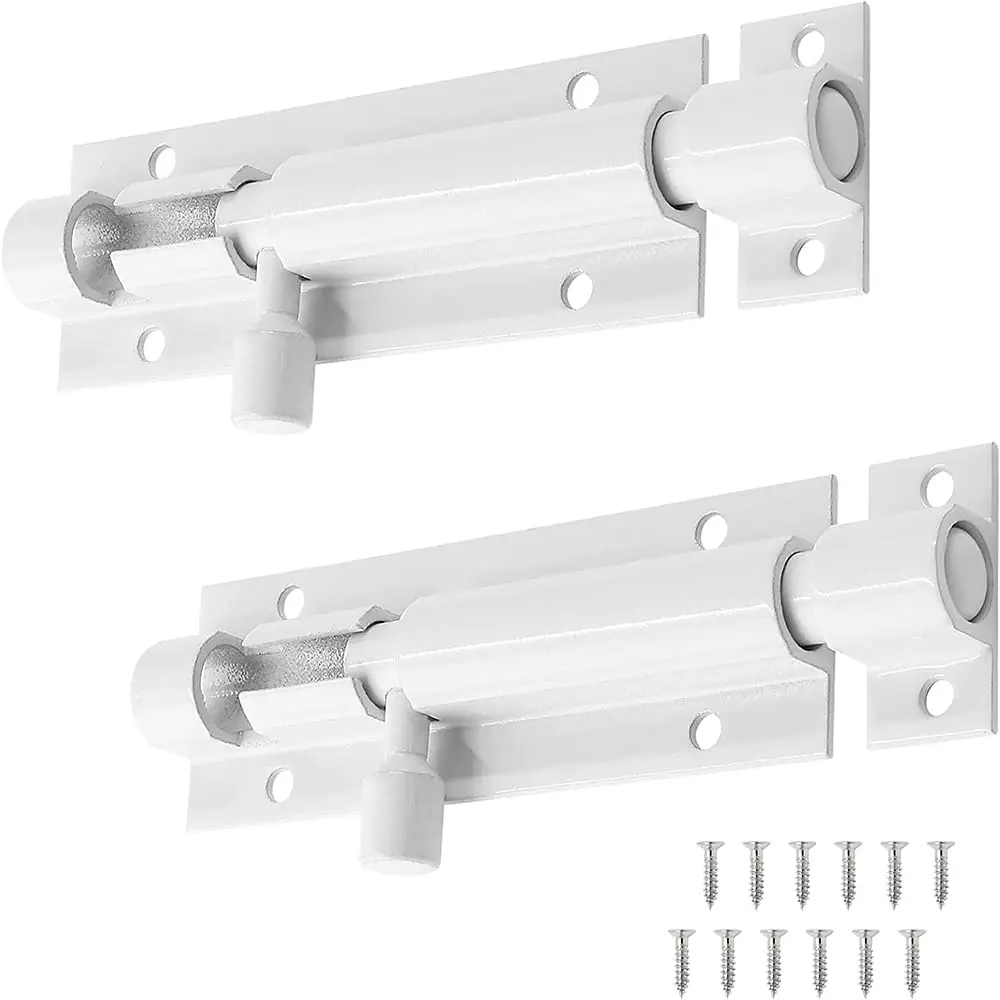 2 Pack 3 Inch Barrel Bolt Lock, Heavy Duty Slide Latch Lock,  Sliding Latch Lock, Door Latch Lock Slide Bolt, White