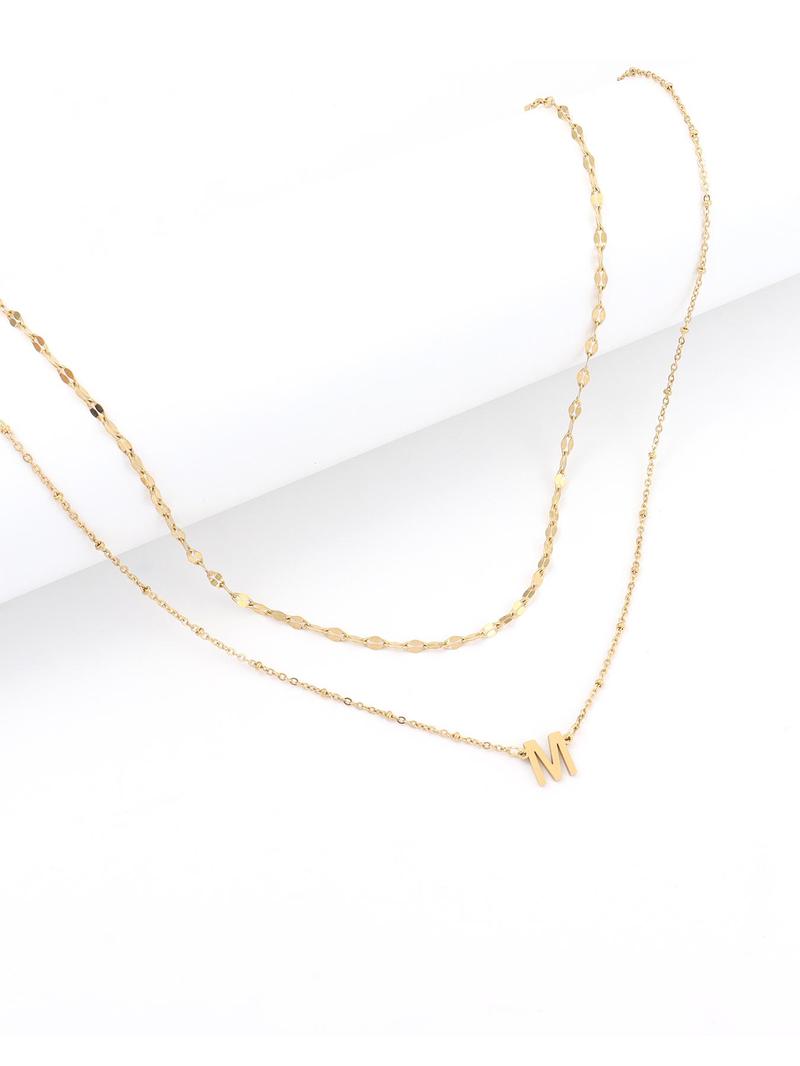 Simple Letter Detail Pendant Necklace & Chain Necklace Set, Fashion Jewelry for Party, Daily Decor, Trendy All-match & Exquisite Jewelry for Birthday Gift, Letters Necklace, Minimalist Necklace