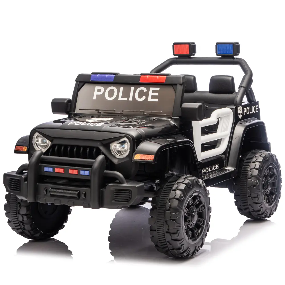 12V Kids Police Ride-On Car with Lights, Music, Bluetooth & Suspension