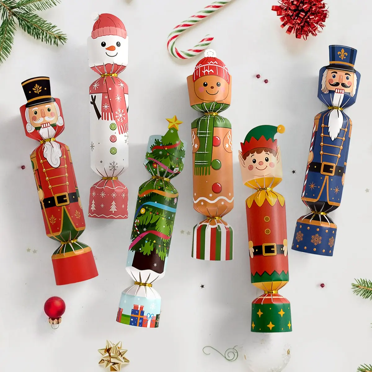Christmas Cartoon Candy Shape Themed Gift Box, Nutcracker Snowman Gingerbread Man Twisting Candy Box, Party Candy Gift Packaging Box