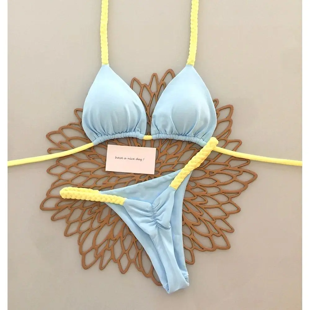 Women's 2025 Push-Up Solid Brazilian Thong Micro Bikini Set, Quick-Dry Breathable Machine-Washable Sexy Summer Beach Swimwear