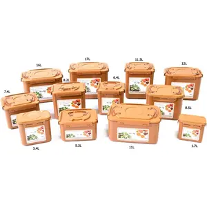 Premium Kimchi Sauerkraut Container for Probiotic Fermentation with Inner Vacuum Lid, Earthenware Brown, 0.45 gal/ 1.7L