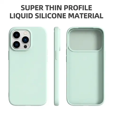 Luxury Ultra-Thin Liquid Silicone Phone Case Cover for Apple iPhone, Soft Touch, Shockproof, Lens Protection, Compatible with iPhone 18-13 Pro Max
