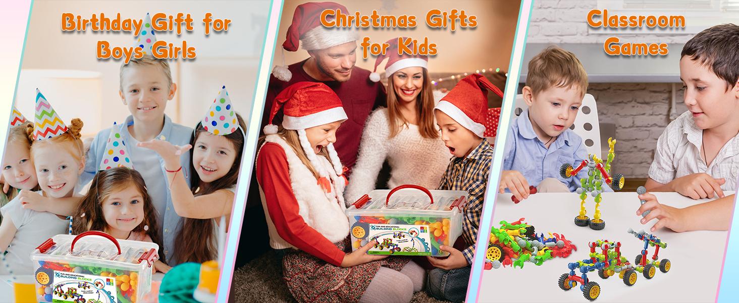 170 Pcs Building Toys for Kids Ages 4-8 with Toy Box Storage, Idea Guide, Building Blocks STEM Toys for 3 4 5 6 7 8 9 Year Old Creative Kids Activity, Christmas Birthday Gifts for Boys Girls