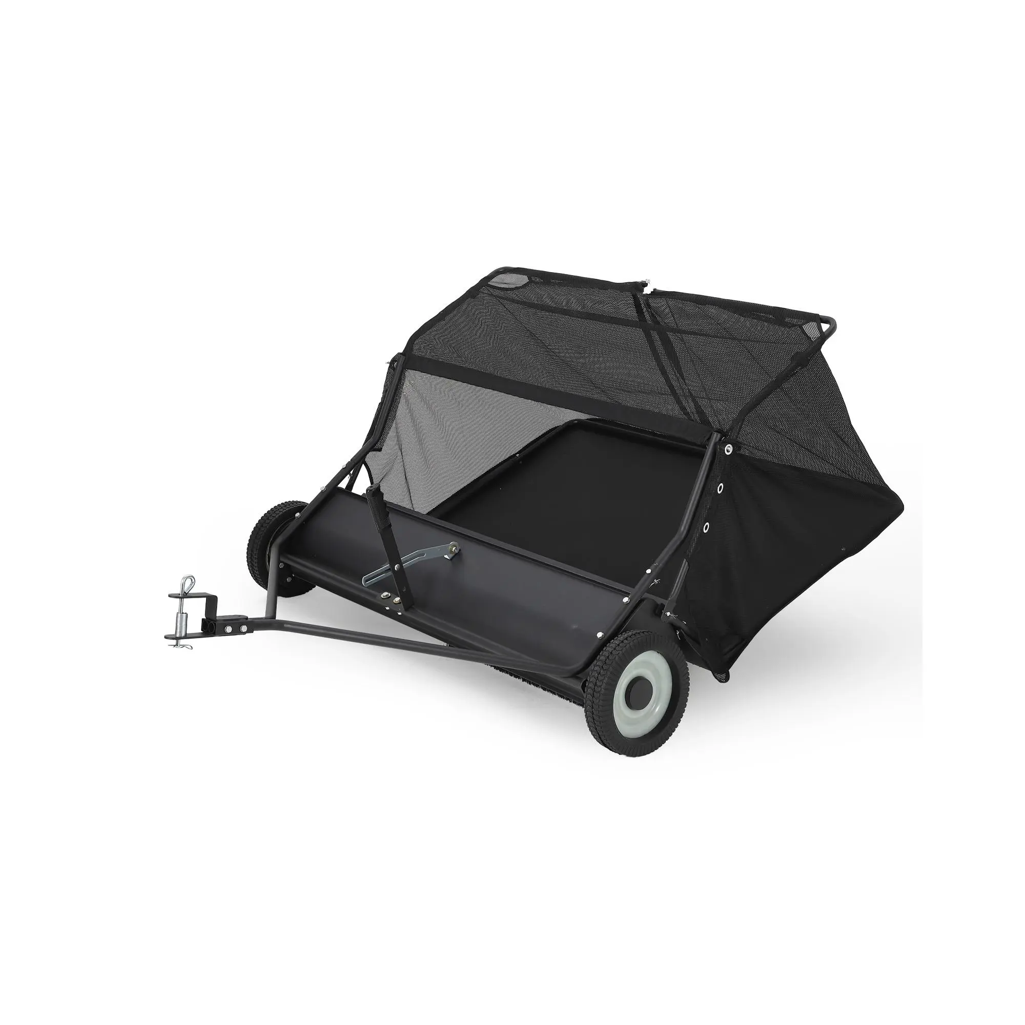 42"/48"/50" Tow-Behind Lawn Sweeper – 27 cu.ft, Seat Dump | For Tractor, ATV, UTV, Mower | Heavy Duty Steel, 10" Brushes | Adjustable Height, Large Capacity | Leaf & Debris Collector | Foldable, Easy Store | Farm & Garden Tool | High Efficiency Cleaner