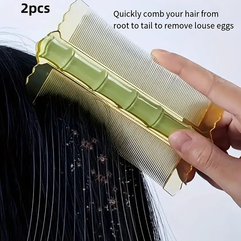 2-Pack Fine-Tooth Comb for Dandruff Removal, Ultra-Dense Teeth Lice Comb, Egg-Laying Tool, Scalp-Friendly Design, No Damage, Scalp Cleaning Comb