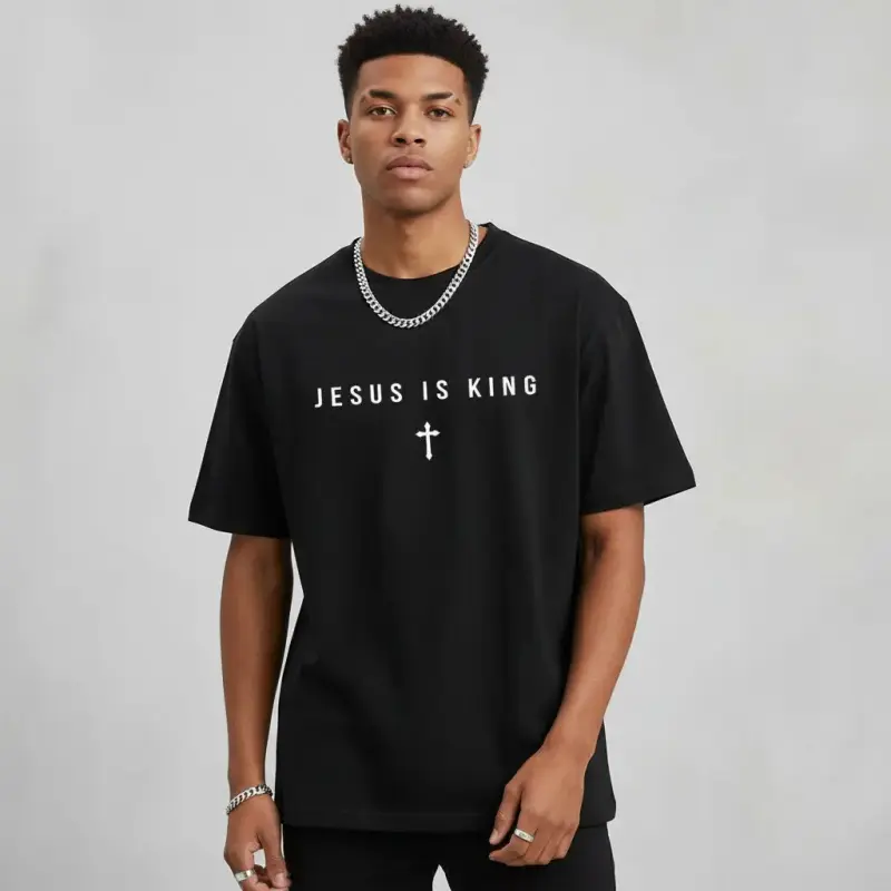 Men's Cross Graphic T-Shirt - Short Sleeve, Round Neck, Regular Fit |   minimalist religious daily wear