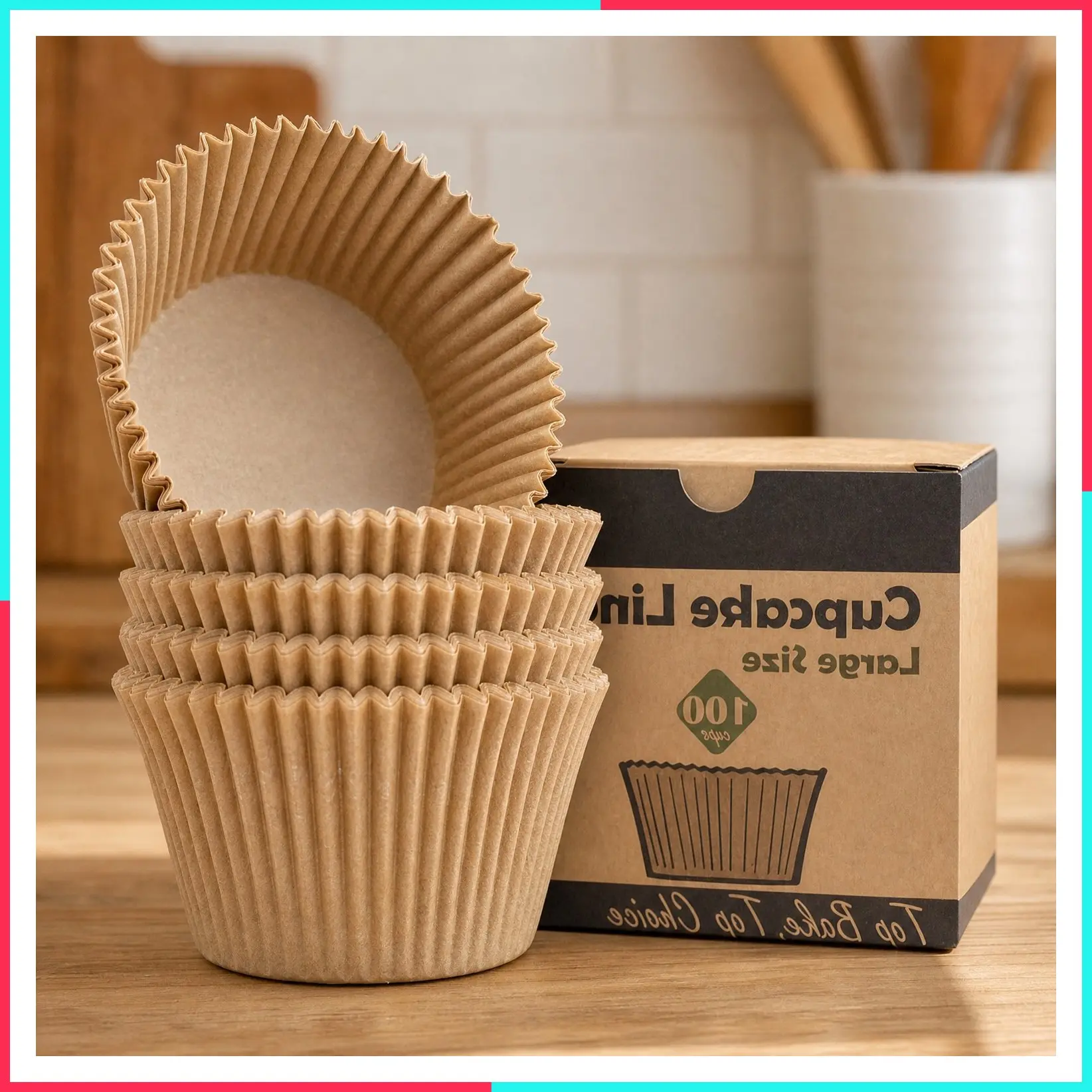 100pcs Jumbo Natural Cupcake & Muffin Baking Liners