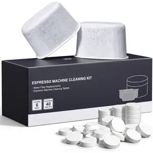 Espresso Cleaning Kits Machines, Includes 40 Cleaning Tablets and 6 Water Filters,  Espresso Machine Accessories