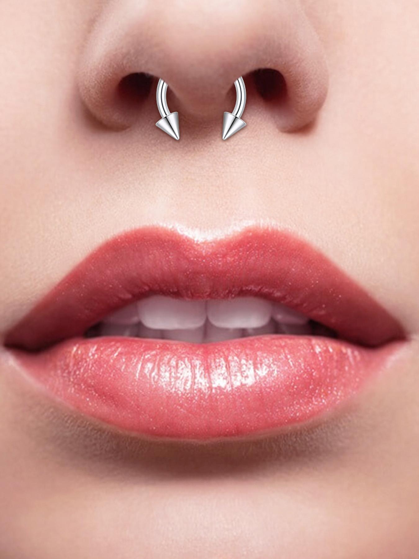 Punk Style C-shaped Nose Ring (2pcs), Stainless Steel Pierced Nose Ring for Women & Men, Fashion Jewelry for Party, Daily Clothing Decor, Trendy All-match & Exquisite Jewelry for Birthday Gift, Nose Piercing Jewelry